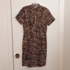 Calvin Klein Leopard Print Safari Dress